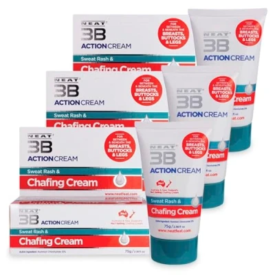 Image of Neat 3B Anti Chafing Action Cream Antiperspirant and Chafe Balm to Prevent Chub Rub Sweat Rash Excessive Sweating Treatment Chamois for Cyclists, Runners Unscented 75ml 3 Pack