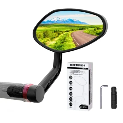 Image of RBRL New Bar End Bike Mirror, Rotatable HD Crystal Safety Mirror Rear View Mirrors, Wider Vision Shockproof Bicycle Universal Mirrors for Electric (Right)