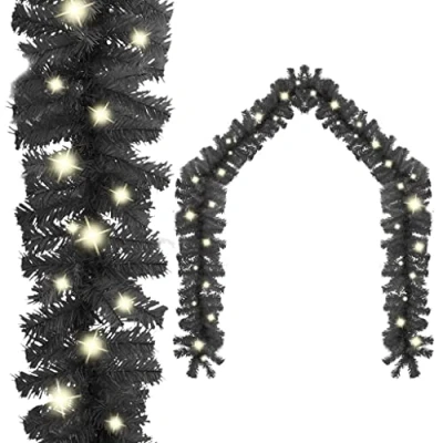 Image of vidaXL Christmas Garland with LED Lights 5m Black Easy to Shape 75 LEDs 450 Branches USB Connection Low Power Consumption