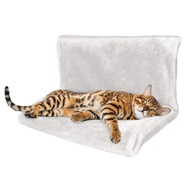 Image of ZYBUX Cat And Dog Radiator Bed Warm Cosy Pet With A Strong Durable Metal Frame Comfortable Faux Fur Cover Ideal For Cats Even Small Dogs Or Puppies (Ivory)