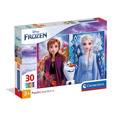 Image of Clementoni Supercolor Disney Frozen Puzzle for Children, Multi coloured, 2 x 30 Pieces, Ages 3 Years Plus, Standard size