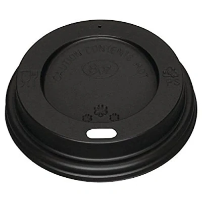 Image of Fiesta CW716 1000 X Hot Beverages Cups Drinks Lid Black 8oz Disposable Plastic