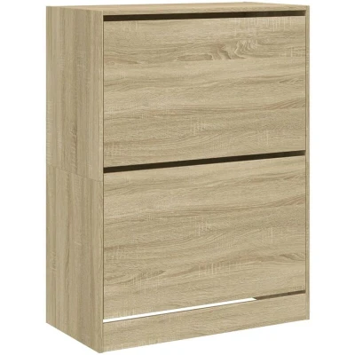 Image of vidaXL Shoe Cabinet with 2 Flip Drawers Sonoma Oak 80x42x108 cm