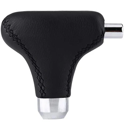 Image of Hand Stitched PU Leather Gear Shift Knob Cover, Universal Cover Fit for Automatic Car Black