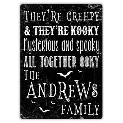 Image of TOASTED MERCH Personalised Addams Family Sign Sticky Pads Metal Wall Plaque