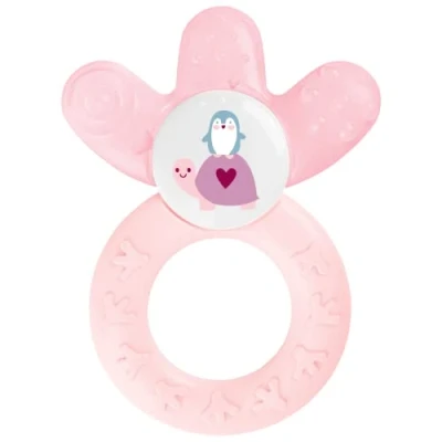Image of MAM Cooler Teether, Teething Toy for Babies, Cooling and Soothing Ring, Baby Teether with Unique Shape Ergonomic Design, Pink
