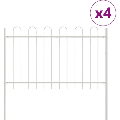 Image of vidaXL Garden Fence with Hoop Top White 6.8x1.2 m Steel