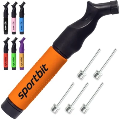 Image of SPORTBIT Ball Pump with 5 Needles Push &amp; Pull Inflating System Great for All Sports Balls Football Air Pump, Volleyball Basketball Inflator Goes Set
