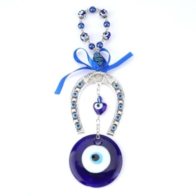 Image of Hilitand Turkish Blue Evil Eye Home Decor Blessing Amulet Wall Hanging Protector Muslim Good Luck Housewarming Gift