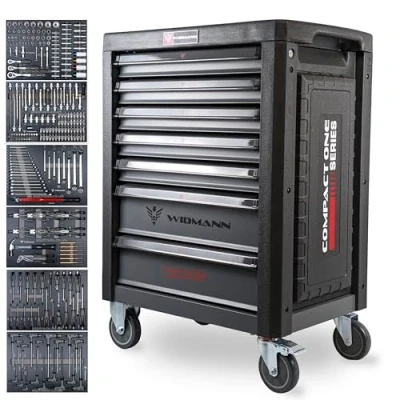 Image of WIDMANN Tool Trolley Cabinet with 233pcs Tools Steel Workshop Storage Chest Carrier ToolBox (TC7 6) (Grey)