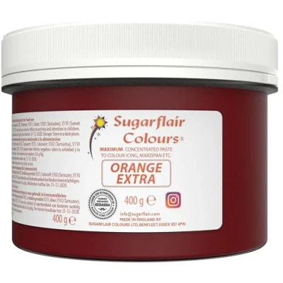 Image of Sugarflair Orange Extra Food Colouring Paste, Maximum Concentrated for Buttercream, Sugar Royal Icing, Cake Mixes and More! Vibrant Colour Dye 400g
