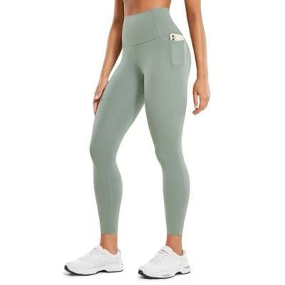 Image of CRZ Yoga Women&#039;s Butterluxe 25&#039;&#039; Gym Leggings with Pockets High Waisted Workout Buttery Soft Pants Green Palm Court 14