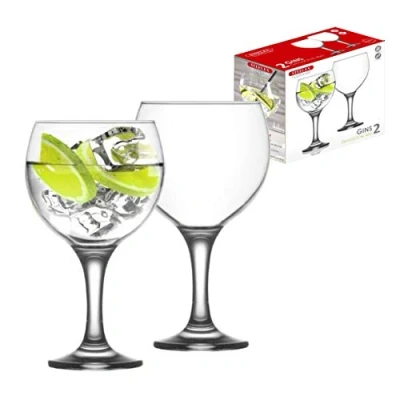 Image of Steelex KD23899 Set of 2 650ml Large Balloon Tonic Stemmed Gin Cocktail Glasses, Gift Boxed