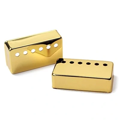Image of Alnicov Set Of 2 Humbucker Guitar Pickup Covers Brass 50MM/52MM Pole Spacing Fits For Gibson Les Paul Guitar,Gold