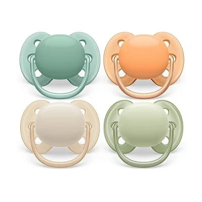 Image of Philips Avent Ultra Soft Soother 4 x and Flexible Baby Soothers for Babies Aged 0 6 Months, BPA Free with Steriliser Carry Case (Model SCF091/35)