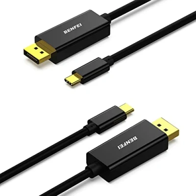 Image of BENFEI USB C to DisplayPort Cable, 2 Pack 4K@60Hz 1.8M Thunderbolt 3 (USB C) DP Display Port Adapter Male Gold Plated Cord