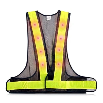 Image of kwmobile LED Light Safety Vest High Visibility Waistcoat Traffic Outdoor Night Warning Reflector Clothing with Reflective Stripes and 16 Lights