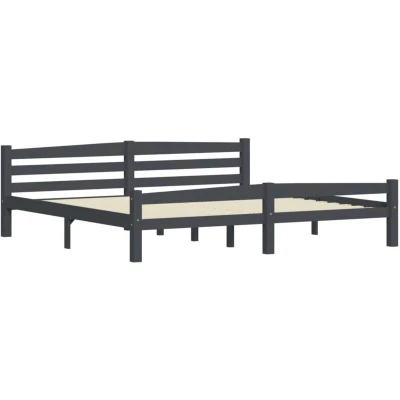 Image of vidaXL Bed Frame without Mattress Dark Grey Solid Pine Wood 200x200 cm