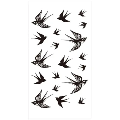 Image of Danlai Temporary Tattoo Swallow Bird Flash Removable Waterproof 2 Sheet Diy Body Art Sticker Black