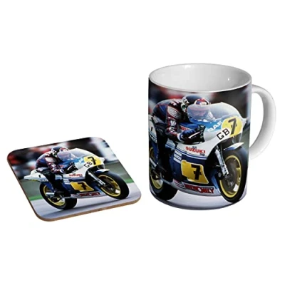 Image of Barry Sheene MotoGP Ceramic Coffee Mug + Coaster Gift Set