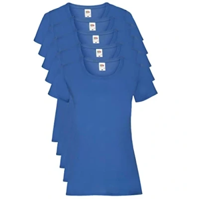 Image of Fruit of the Loom Women Valueweight 5 T Shirt, Blue (Royal 51), 12 (Manufacturer Size:M/12) pack