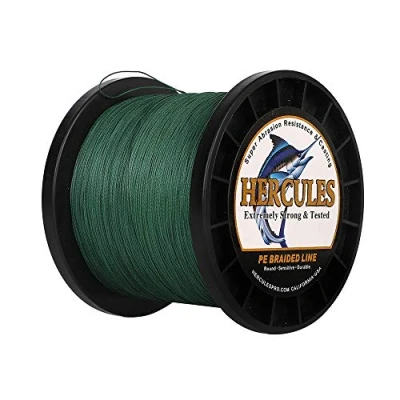 Image of Hercules Braided Fishing Line 1500m 1640yds 6lbs 100lbs Pe Superline 4 Strands (Green 90lb/40.8kg 0.50mm)
