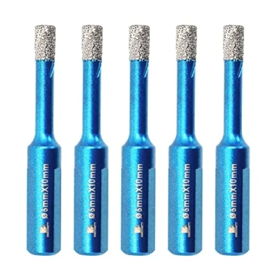 Image of Dry Diamond Core Drill Bit Set,BRSCHNITT 5pcs 6mm Hole Saw with Triangle Shank for Porcelain Tile Ceramic Stone Granite Marble