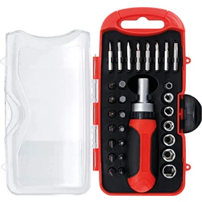 Image of BGS Diy 20130 Bit / Socket Set with Ratchet Spinner Handle for Bits, reversible 30 pcs.