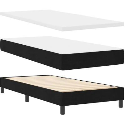 Image of Box Spring Bed with Mattress Black 100x200 cm Fabric Vidaxl
