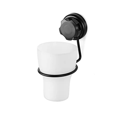 Image of Compactor Bestlock Black Teethbrush Glass No Drill Installation, Rustproof and Waterproof, 8X11X15.5 cm,