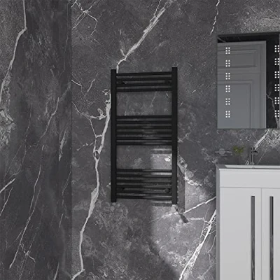 Image of NRG Black Straight Central Heating Towel Rail Bathroom Heated Rad Radiators Ladder Warmer 1000x500mm