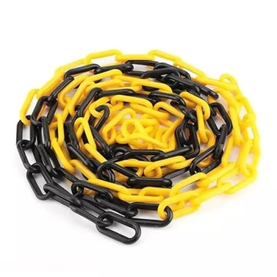 Image of Way4Now Yellow Black Plastic Barrier Chain 6mm Thick 25m Long