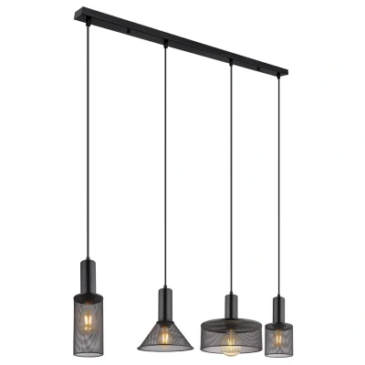 Image of Jedd Bar Pendant Ceiling Light Matt Black 4x E27