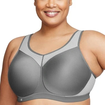 Image of Glamorise Full Figure Plus Size High Impact Wonderwire Sports Bra Underwire #9066 Gray