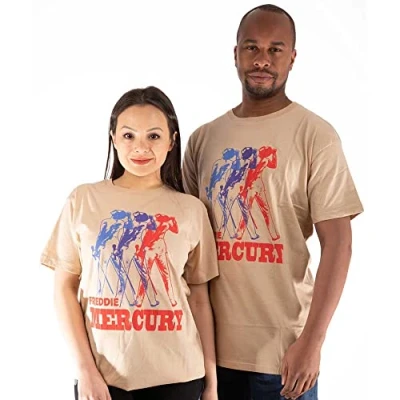Image of Freddie Mercury T Shirt Multicolour Photo Official Mens Sand XL