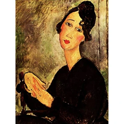 Image of Wee Blue Coo Amedeo Modigliani Portrait Of Dedie Old Master Large Art Print Poster Wall Decor 18x24 inch