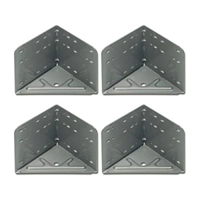 Image of vasalat VAS203 Bettwinkel Eckverbinder Stahl Winkel silbergrau Bed Angle Corner Connector, Steel, Silver Grey, 4 Pieces, 115 x 133 mm, STK, Set of