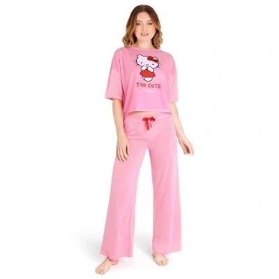 Image of Hello Kitty Womens Pyjama Set, Soft Comfortable Loungewear Gifts for Her (Pink, L)