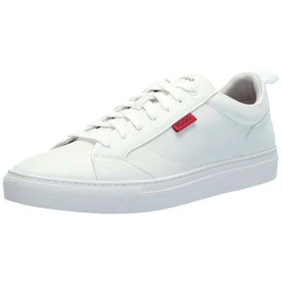 Image of HUGO Men&#039;s Essential Two Tone Suede Low Top Sneaker, Lychee White, 11 UK