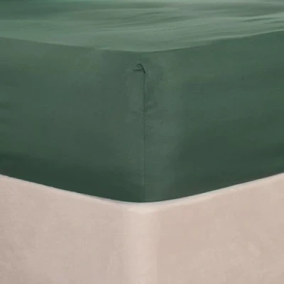 Image of Brentfords Plain Dye Fitted Bed Sheet Non Iron Super Soft Easy Care Microfiber, Forest Green Single Size