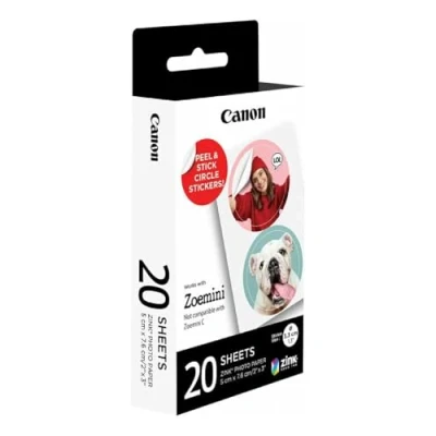Image of Canon ZINK Pre Cut Circle Sticker Pack, 20 sheets