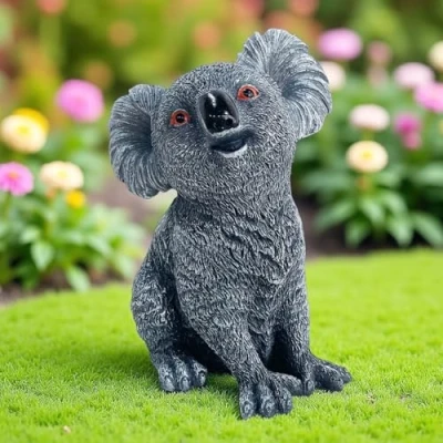 Image of QIANSHENG Cute Garden Statue Resin Seated Koala Figurine Animal Sculpture Patio Lawn Yard Outdoor Decor Home Desk Ornament