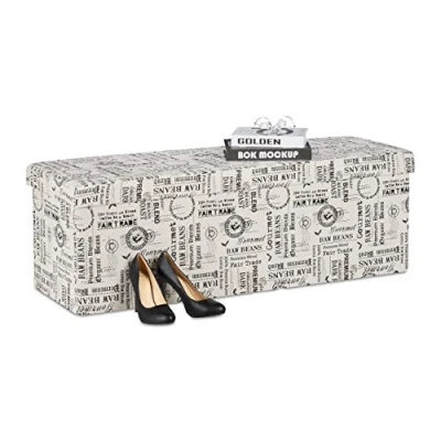 Image of Relaxdays Storage Bench, Coffee Pattern, 130 L Capacity, H x W D: approx. 38.5 114 37.5 cm, Multiple Colours