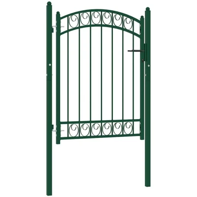 Image of vidaXL Fence Gate with Arched Top Steel 100x125 cm Green