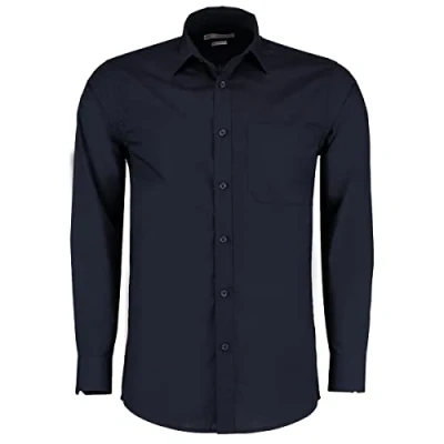 Image of Kustom Kit Men&#039;s Poplin Shirt (Long Sleeve) Business, Blue (Dark Navy Kk Dkn ), 48 (Size: 19)