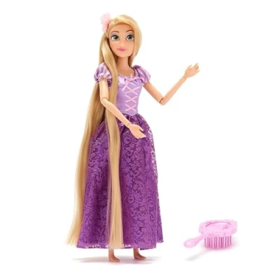 Image of Disney Store Official Rapunzel Classic Doll, Tangled, 29cm/11, Fully Poseable Princess Doll in a Stunning Purple Dress, Includes Toy Hair Brush Suitable for Ages 3+