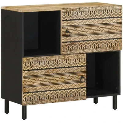Image of vidaXL Sideboard 80x33.5x75 cm Solid Rough Wood Mango
