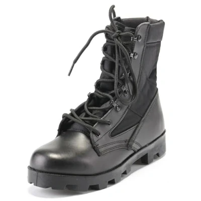 Image of Men&#039;s Breathable Tactical Military Combat Boots, Side Zipper, Leather, Lightweight Hiking Army Jungle Desert Boots(Black,8.5 UK)