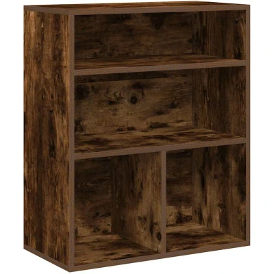 Image of vidaXL book cabinet/durable bookshelf smoked oak engineered wood 60x30x71.5cm for living room/office