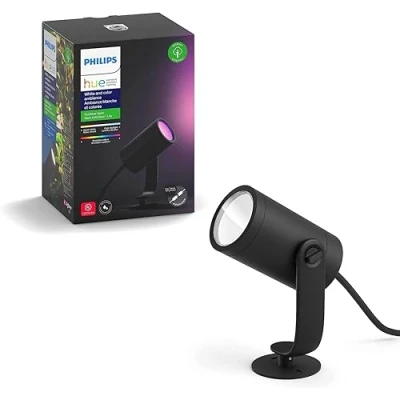 Image of Philips Hue Lily White and Colour Ambiance LED Single Spotlight Extension: Smart Outdoor Lighting for Garden, Works with Alexa, Google Assistant Apple Homekit